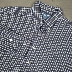 Polo Ralph Lauren Golf Button Down Shirt Men's Large Windowpane Blue Tilden